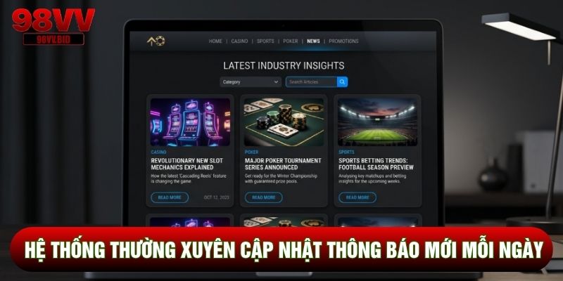 Hệ thống thường xuyên cập nhật thông báo mới mỗi ngày