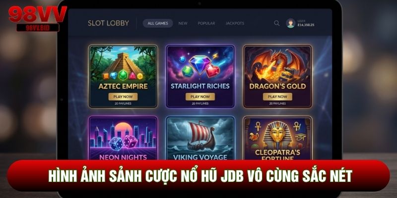 Hình ảnh sảnh cược Nổ hũ JDB vô cùng sắc nét